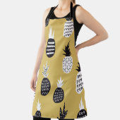 Zwarte, witte ananas, gele achtergrond schort (Insitu)