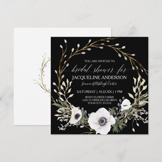 Zwarte witte anemie Eucalyptus Greenery Kaart (Voorkant / Achterkant)