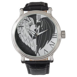 Zwarte witte angeoudemon horloge