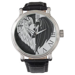 Zwarte witte angeoudemon horloge