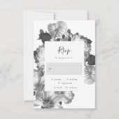 Zwarte witte Antiek  Floral Wedding RSVP Kaartje (Voorkant)