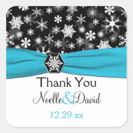 Zwarte, witte, Aqua Snowflakes Wedding Sticker