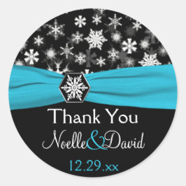 Zwarte, witte, Aqua Snowflakes Wedding Sticker