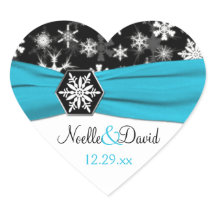 Zwarte, witte, Aqua Snowflakes Wedding Sticker