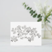 Zwarte Witte Asters Pen en Inkt Bloemen Briefkaart (Staand voorkant)
