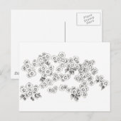 Zwarte Witte Asters Pen en Inkt Bloemen Briefkaart (Voorkant / Achterkant)