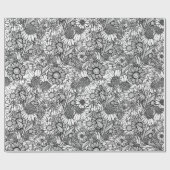 Zwarte & Witte Australische Wildflower Garden Cadeaupapier (Vlak)