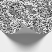 Zwarte & Witte Australische Wildflower Garden Cadeaupapier (Hoek)