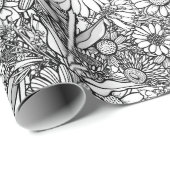 Zwarte & Witte Australische Wildflower Garden Cadeaupapier (Rol Hoek)