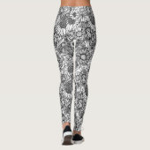 Zwarte & Witte Australische Wildflower Garden Leggings (Achterkant)