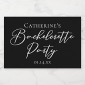 Zwarte Witte Bachelorette Feestje Custom Mini Sparkling Wijnetiket (Enkel label)