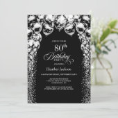 Zwarte witte ballonnen 80ste verjaardagsfeest kaart (Staand voorkant)