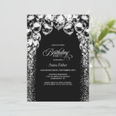 Zwarte witte ballonnen elke leeftijd verjaardagsfe kaart (Staand voorkant)