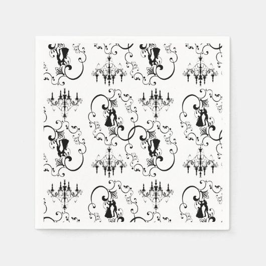 Zwarte witte ballroom dansers kroonluchter servet (Voorkant)