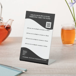 Zwarte witte banner met logo desktop kantoor 4x6 reclamebord met voetstuk