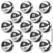 zwarte witte basketbal op maat 13 spelers sticker (Voorkant)