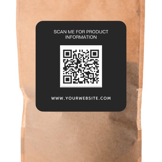 Zwarte witte bedrijfsinformatie qr code vierkante sticker