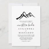 Zwarte witte bergkalligrafie Nuestra Boda Kaart (Voorkant)