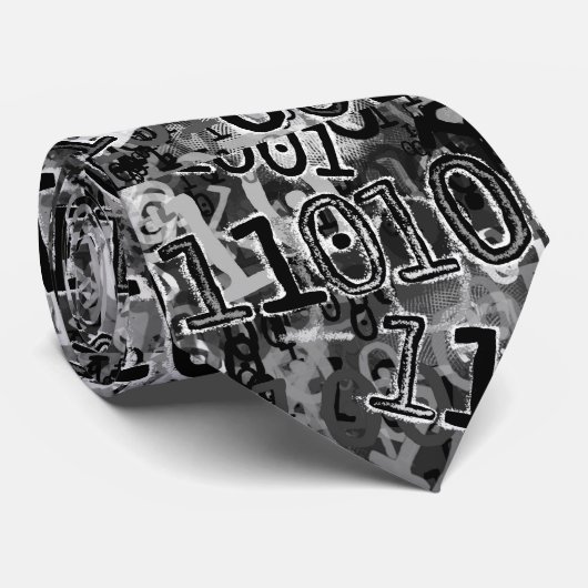 Zwarte witte binaire code stropdas (Opgerold)