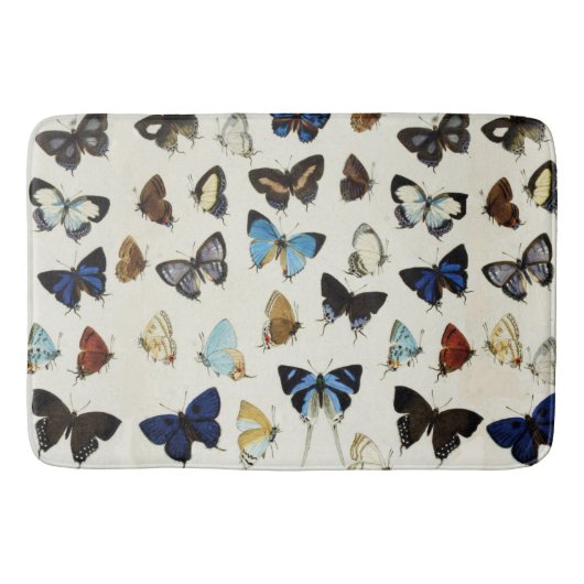 ZWARTE WITTE BLAUWE BUTTERFLIES Beauty Natuur Love Badmat (Voorkant)