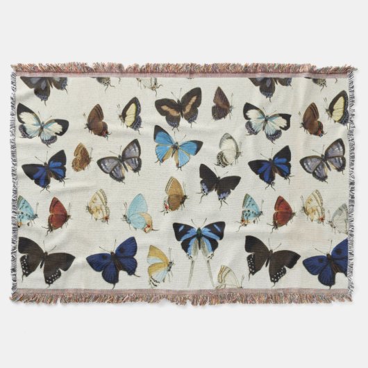 ZWARTE WITTE BLAUWE BUTTERFLIES Beauty Natuur Love Deken (Voorkant)