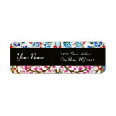 ZWARTE WITTE BLAUWE DAMASKSTROMEN VAN OORSPRONKELI ETIKET (Voorkant)