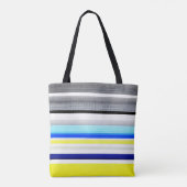 Zwarte witte blauwe gele Abstracte strepen Tote Bag (Achterkant)