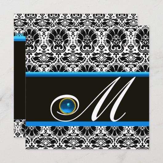 ZWARTE WITTE BLAUWE MONOGRAM Sapphire Kaart (Voorkant / Achterkant)