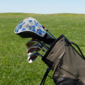 zwarte witte blauwe vlekjes golfheadcover (Insitu)