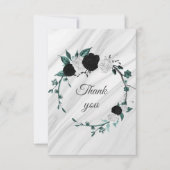 zwarte witte blauwgroen blauwe bloemen botanische  bedankkaart (Voorkant)