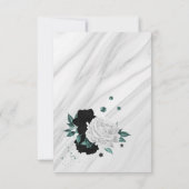 zwarte witte blauwgroen blauwe bloemen botanische  bedankkaart (Achterkant)