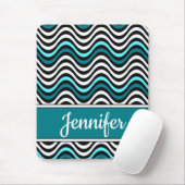 Zwarte witte Blauwgroen rode strepen Muismat (Met muis)