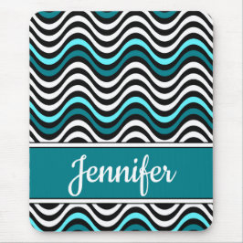 Zwarte witte Blauwgroen rode strepen Muismat