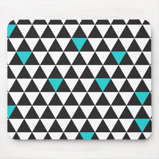 Zwarte witte Blauwgroen turquoise Geometrische dri Muismat (Voorkant)