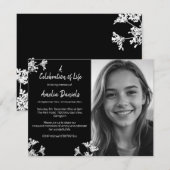 Zwarte witte bloem Fotoviering van het Leven Kaart (Voorkant / Achterkant)