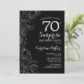Zwarte Witte Bloem Surprise 70ste Verjaardagsfeest Kaart (Staand voorkant)