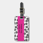 Zwarte witte bloemen Bagage label (Voorkant verticaal)