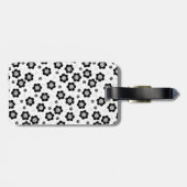 Zwarte witte bloemen Bagage label (Achterkant horizontaal)