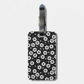 Zwarte witte bloemen Bagage label (Achterkant verticaal)