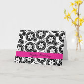 Zwarte witte bloemen Birthday Kaart (Gele Bloem)