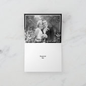 Zwarte, witte bloemen bloemendank u fotokaart bedankkaart (Binnen)
