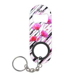 *~* Zwarte witte bloemen Bloempapaver Patroon Mini Flessenopener