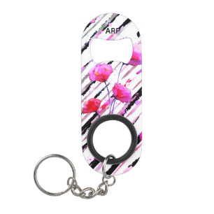 *~* Zwarte witte bloemen Bloempapaver Patroon Mini Flessenopener