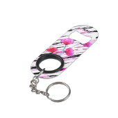 *~* Zwarte witte bloemen Bloempapaver Patroon Mini Flessenopener (Achterkant Gekanteld)