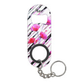 *~* Zwarte witte bloemen Bloempapaver Patroon Mini Flessenopener (Achterkant)