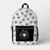 Zwarte Witte Bloemen Daisy Meisjes School Bedrukte Rugzak (Voorkant)