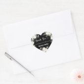 Zwarte witte bloemen dank u bruiloft hart sticker (Envelop)