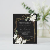 Zwarte witte bloemen geometrische bruiloft uitnodi (Staand voorkant)