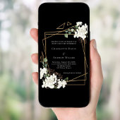 Zwarte witte bloemen goud geometrische bruiloft kaart