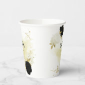 Zwarte witte bloemen gouden bladeren papieren bekers (Links)